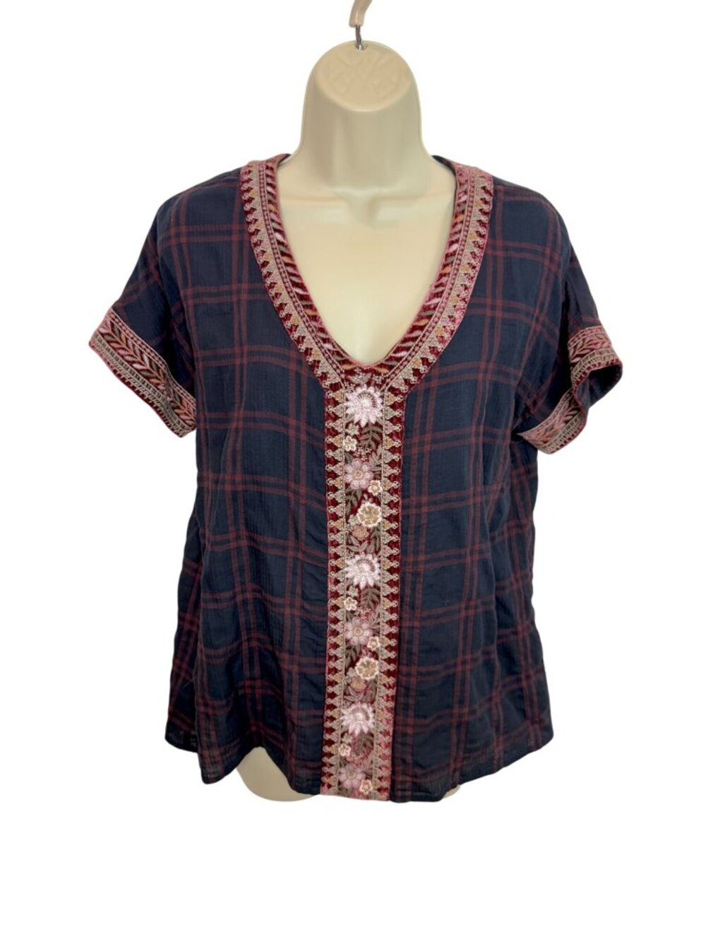 Johnny Was Cosette Velvet Mix short sleeve Top - Size XS - Picture 2 of 5